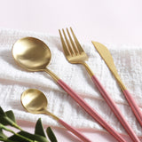 Pink Rounded Utensils Set 24 Piece Set