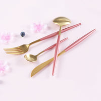 Pink Rounded Utensils Set 24 Piece Set