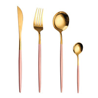 Pink Rounded Utensils Set 24 Piece Set