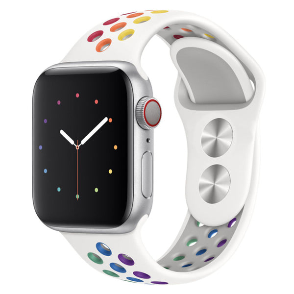 Rainbow White Apple Watch Strap
