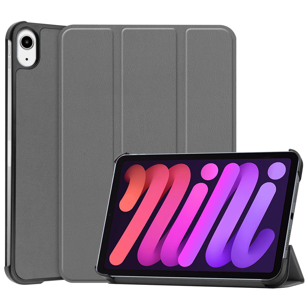 Grey Leather Folio Case with Smart Cover (iPad Mini 6 / Mini 7)