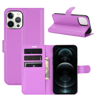Purple Leather Wallet Case (iPhone 12 Pro Max)