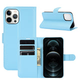 Light Blue Leather Wallet Case (iPhone 12 Pro Max)